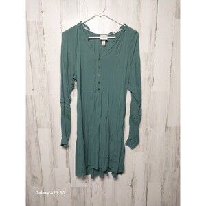 Knox Rose Babydoll Peasant Dress Size Small Green Crinkle Gauze Boho Beach